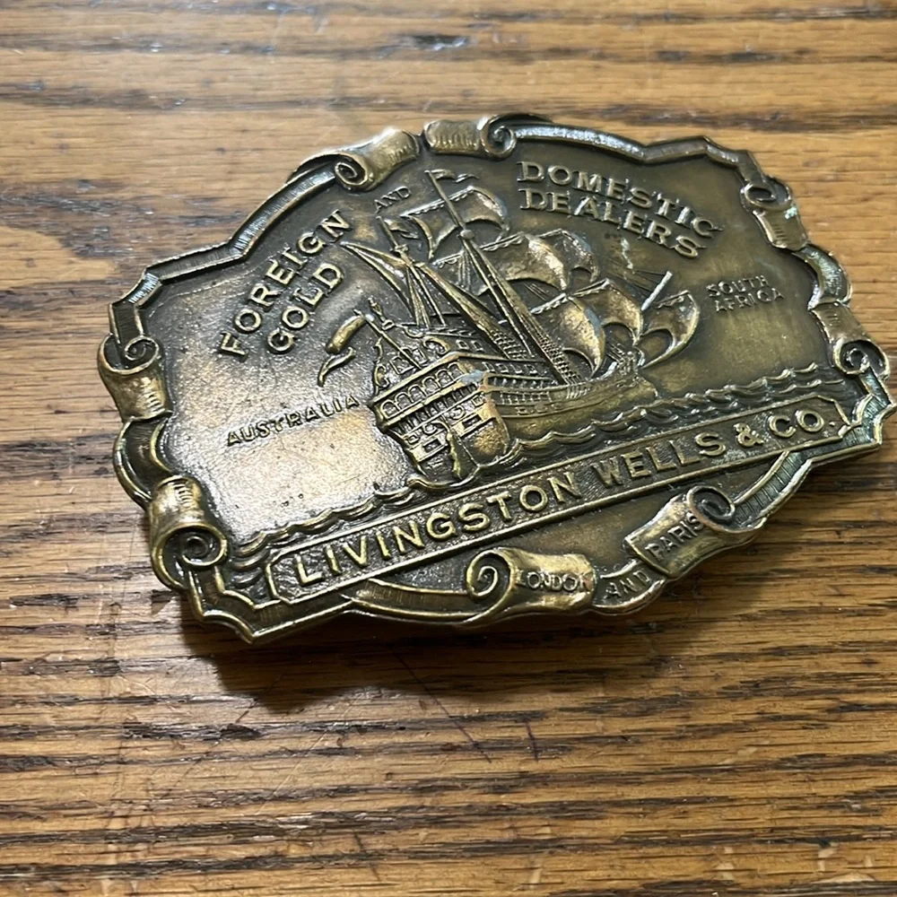 Livingston Wells & co big brass belt buckle